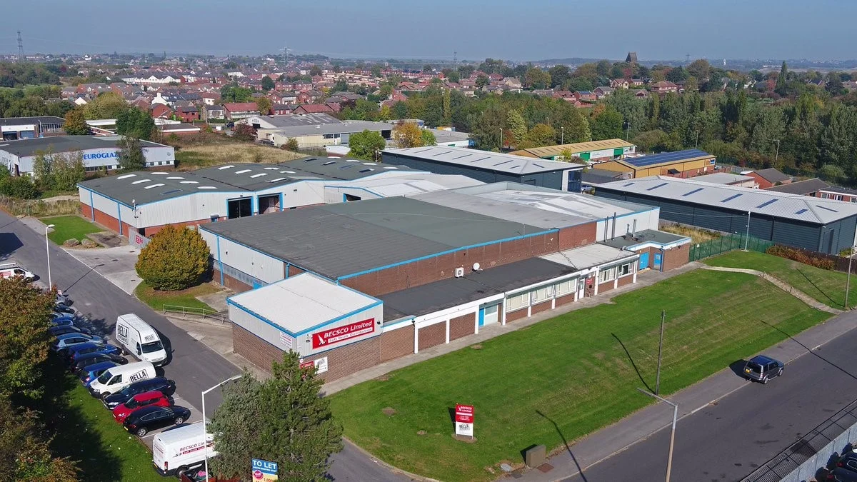 Becsco drone image of warehouse