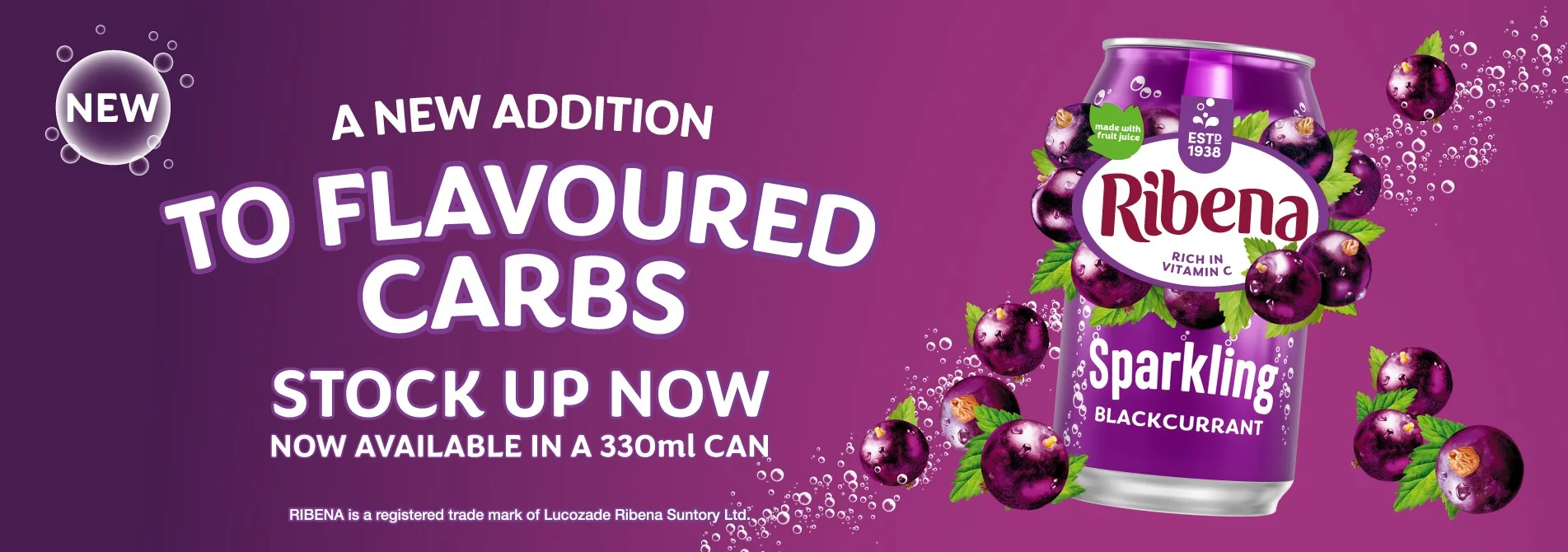 Ribena Sprakling Blackcurrant in cans
